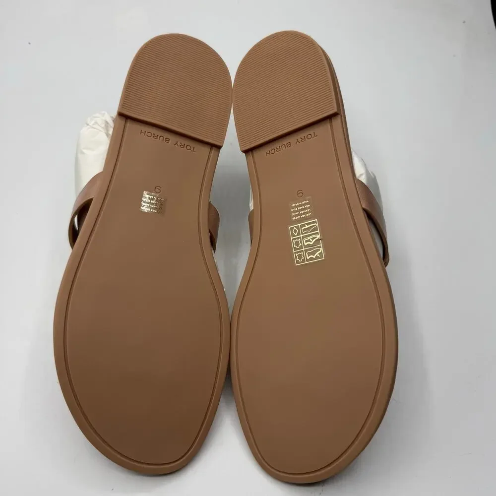 NEW NWT Tory Burch Miller Soft Calf Leather Sandals in Light Sand  US 9